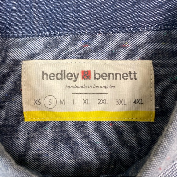 Hedley & Bennett Men’s Size S Blue Chambray Long Sleeve Button Up Chef Shirt - Picture 3 of 10